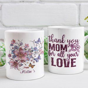 Thank You Mom for all your Love Mug, Personalized Coffee Mug, 11oz